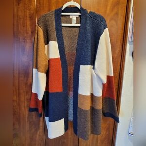 Alfred Dunner Multicolor Patchwork Cardigan
